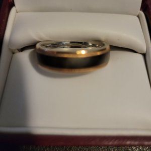 Stainless Steel & 14K Men's Satin Finished Wedding Ring